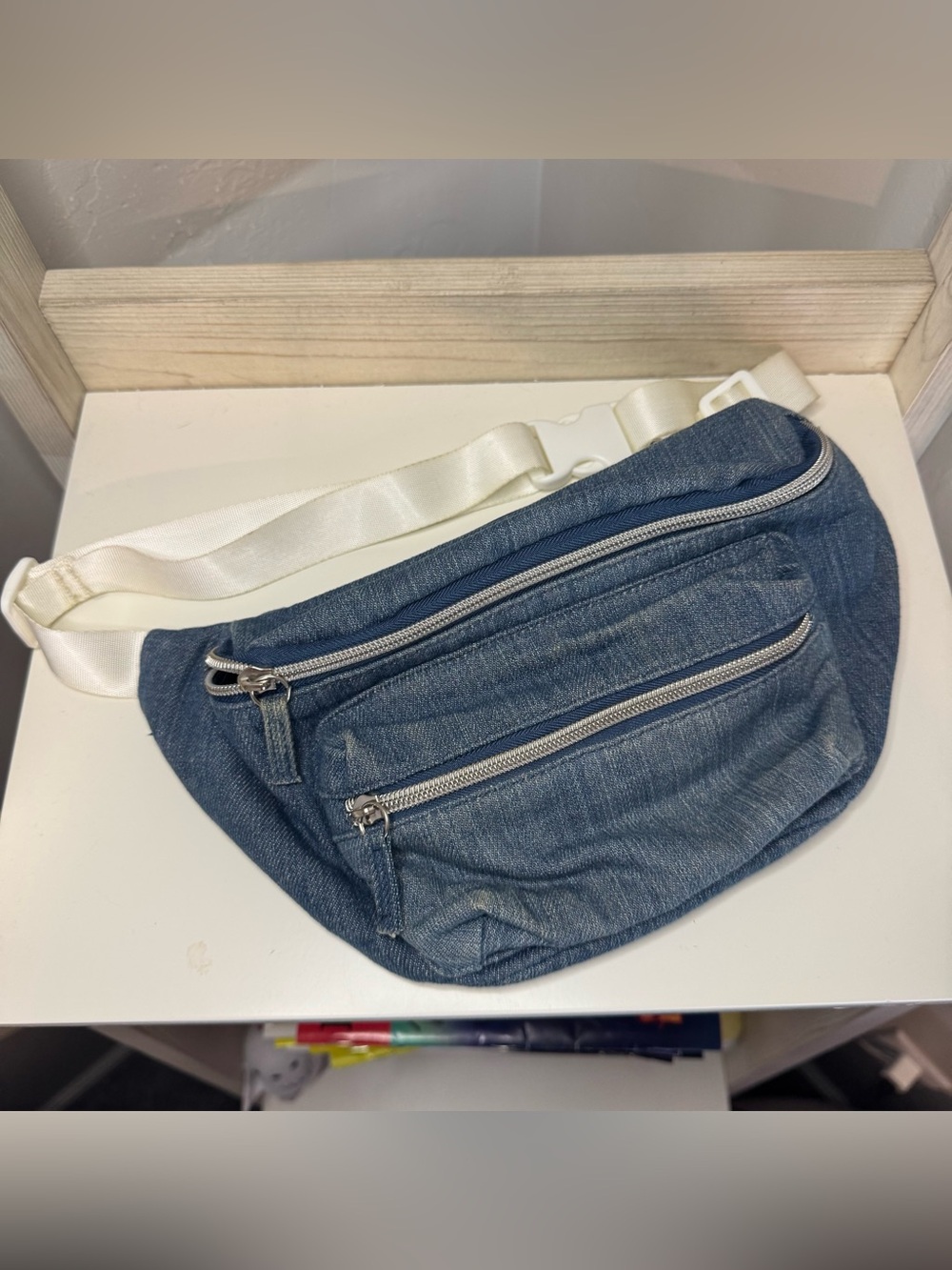 Denim Blue Waist Bag - Casual Hands-Free Fanny Pack